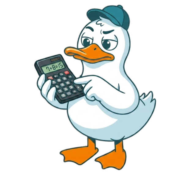 Mascotte FrenchShopper calculant un prix sur une calculette